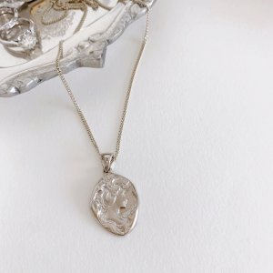 금요일 주얼리 빈티지 네크리스 14k 리얼 화이트 엔틱 여인 코인 펜던트 목걸이