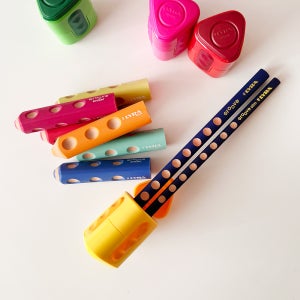 컬러선택 연필모양 지우개 2홀 2구 점보 연필깎이 리라 LYRA 그루브