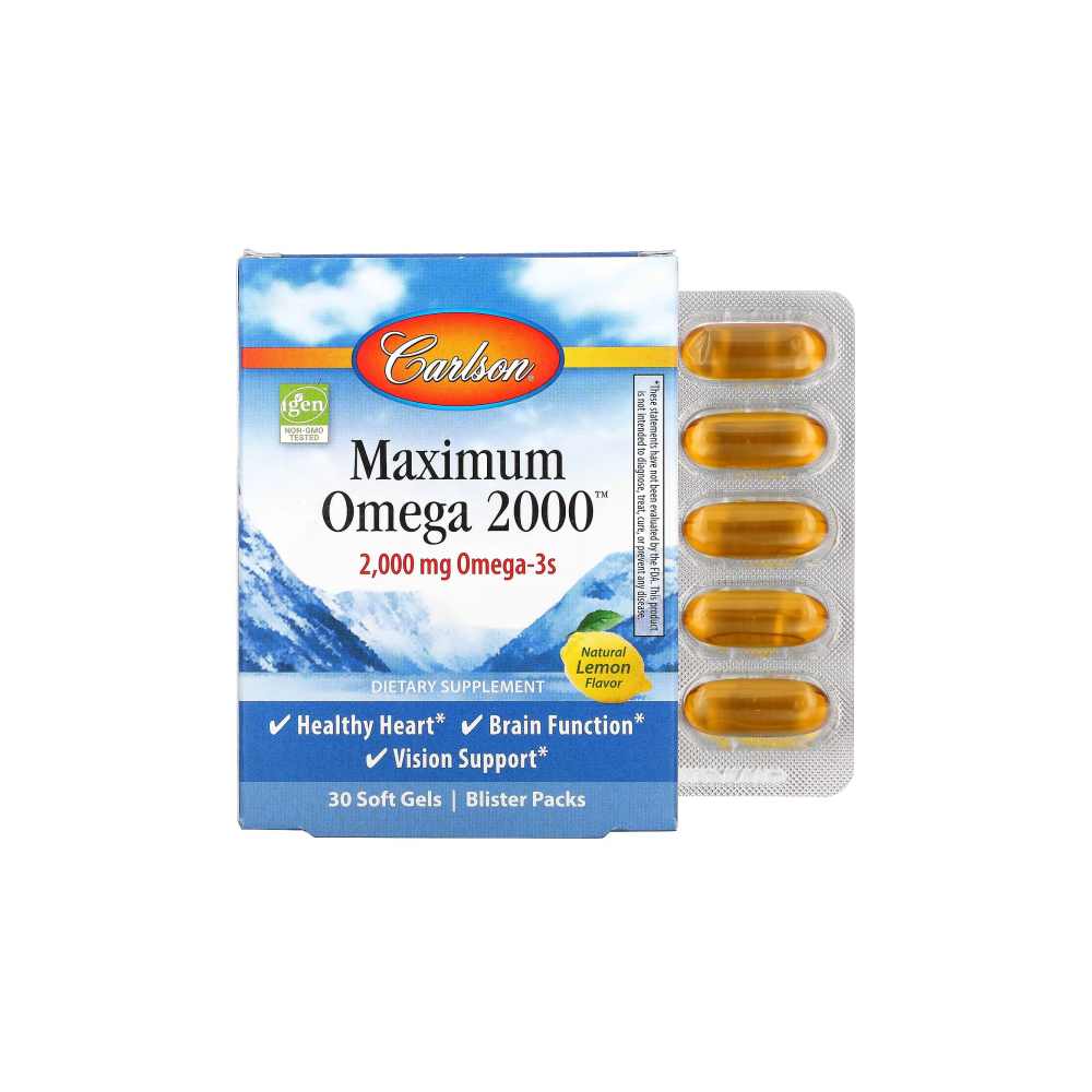 칼슨 Maximum Omega <b>2000</b> 천연 레몬 향 <b>오메가</b> 1,000 mg 30정