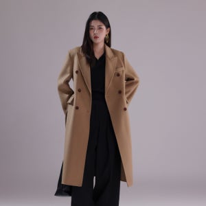 시그니처 캐시미어 울 핸드메이드 더블 롱 코트YM026