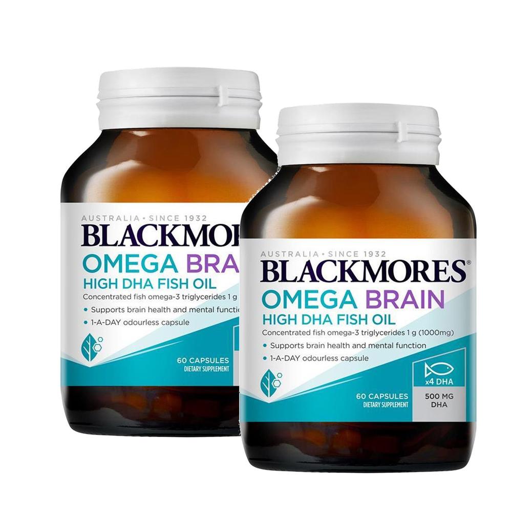 <b>블랙모어스</b> 오메가3 브레인 <b>EPA</b> DHA 피쉬오일 60정 2개 <b>BLACKMORES</b> Omega Brain