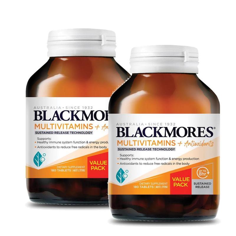 <b>블랙모어스</b> 어덜트 멀티비타민 미네랄 안티옥시던트 180정 2개 비타민B컴플렉스 철분 망간 <b>칼륨</b> 비타민D <b>Blackmores</b> Sustained Release Multivitamins