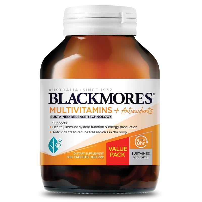 <b>블랙모어스</b> 어덜트 멀티비타민 미네랄 안티옥시던트 180정 비타민B컴플렉스 철분 망간 <b>칼륨</b> 비타민D <b>Blackmores</b> Sustained Release Multivitamins