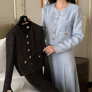 [자체제작] [자체제작] 라델 트위드 투피스 롱 원피스 결혼식 하객룩 op15434