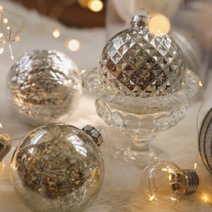 크리스마스 트리 장식 소품 10cm 대형 볼 오너먼트 세트 윈터 실버 12pcs