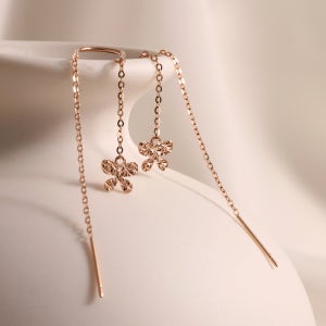 [무배/전체14k] 물결커팅 나비 체인 드롭 귀걸이