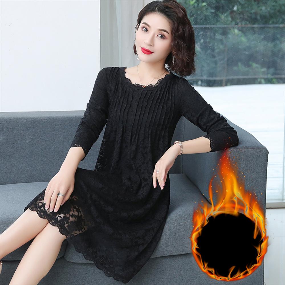 긴팔 원피스 레이스 포인트 특가 가을 겨울 중노 롱 셔츠 벨벳 스커트 루
