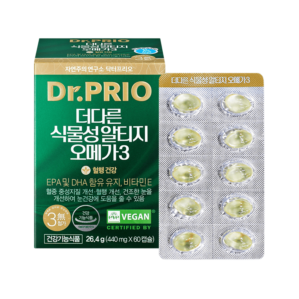 닥터프리오 <b>더다른 식물성 알티지 오메가3</b> rTG 1박스 비건