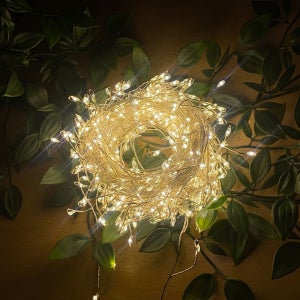 엘스토리몰 LED 지네전구 크리스마스 트리장식 와이어 조명 200구 6M 실버선 웜색