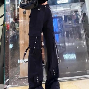 여성 가을 테크웨어 스트릿패션 세미부츠컷 와이드 조거팬츠