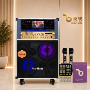 프로메인 이동식 일체형 노래방 무선마이크 세트 금영 반주기 KY-S1000 가정용 업소용