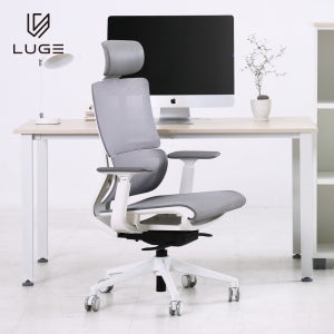 루게 LX55 AIR 3D 듀얼백 올메쉬 사무실 사무용 책상 게이밍 의자 화이트 프레임/그레이 메쉬