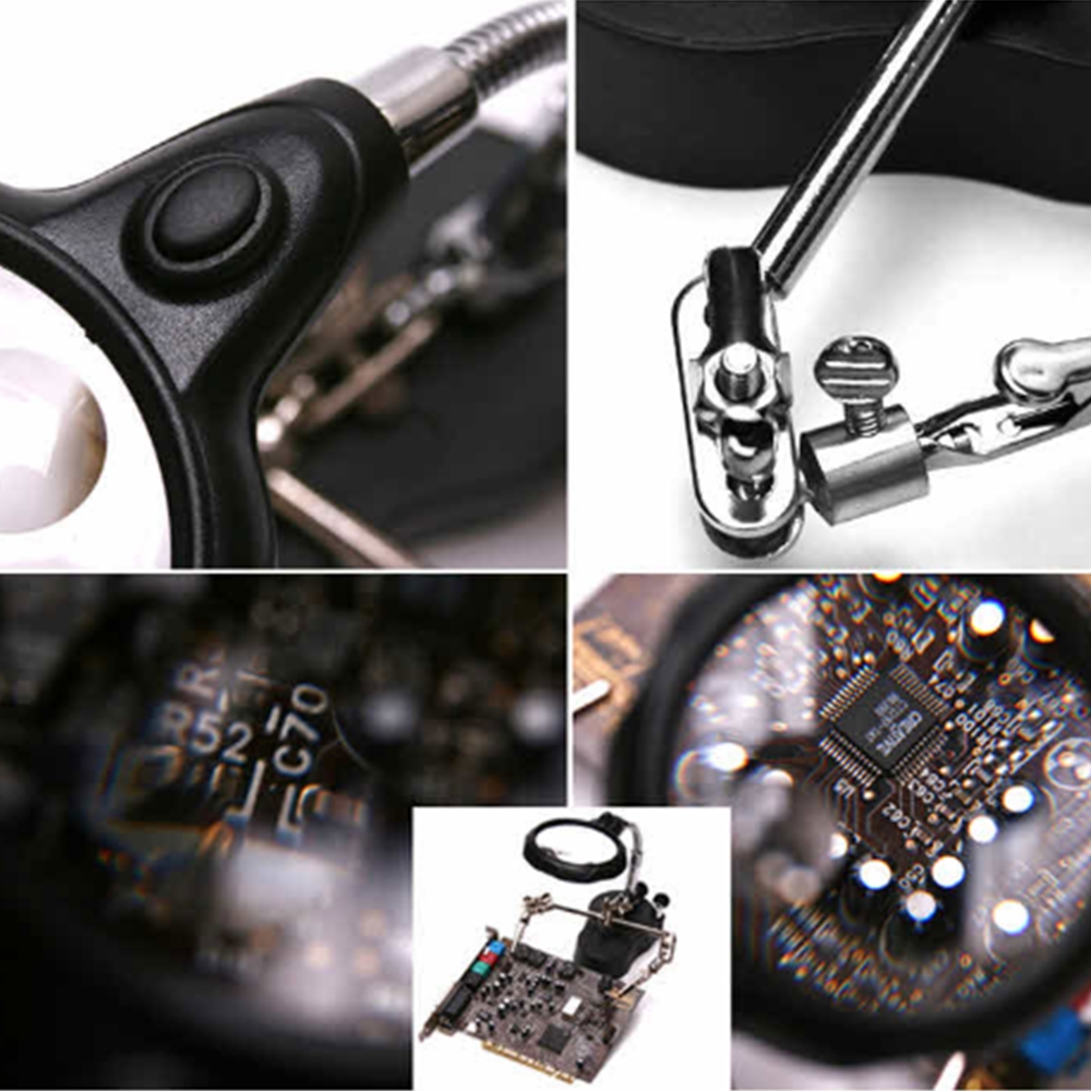 인두스탠드 LED 확대경 정밀 납땜 보조 작업 스탠드