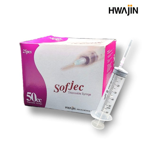 호진메디칼 화진 HLB 소프젝 일회용 멸균 주사기 50cc 18G 25개입 반려동물 피하수액 세트