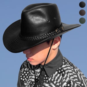 58cm 웨스턴 가죽 카우보이 모자 페도라 중절모 남자 여자