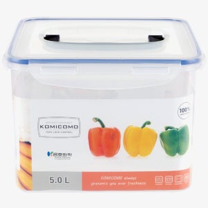 손잡이 밀폐용기 플라스틱 김치통 냉장고 정사각 야채 보관함 5L