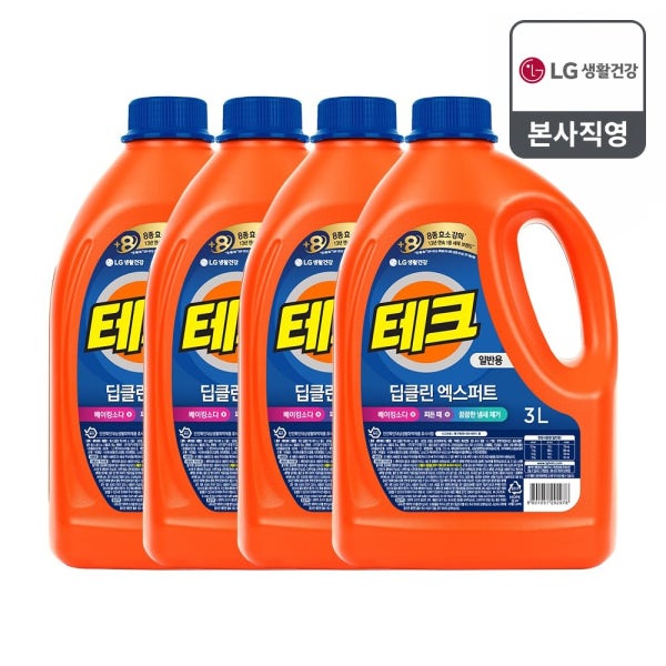 테크 딥클린 실내건조 액체세제 일반 용기 3L 2+2개