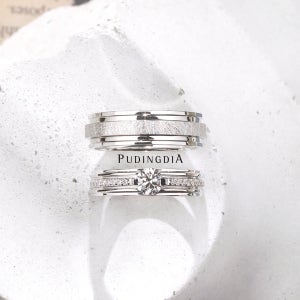 (MIX036) 천연 3부 다이아몬드 결혼반지 커플링 웨딩밴드 깔끔한디자인 (남+여 세트)