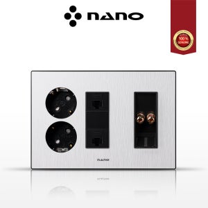 나노 아트2 블랙 복합 콘센트 통합수구 3개용 / 콘센트 2구, 8P 2구, 오디오잭 1구