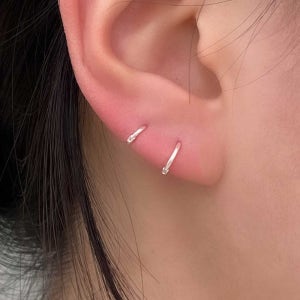 실버 925 원터치 링 얇은 귀걸이 피어싱 초미니 귓바퀴 귓볼