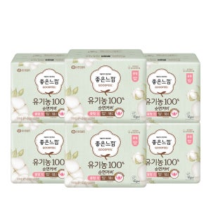 좋은느낌 유기농 100% 순면커버 생리대 울트라 슬림/맥시 슬림 6팩
