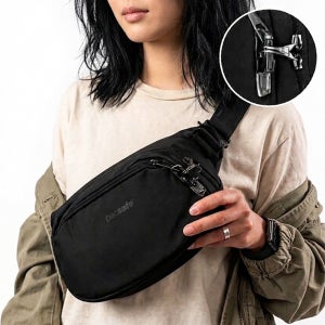 팩세이프 V 힙색 슬링백 유럽 여행 힙팩 도난방지 가방 RFID스캔차단 웨이스트백 힙색 크로스백 바이브100