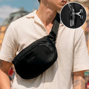 팩세이프 V 힙색 슬링백 유럽 여행 힙팩 도난방지 가방 RFID스캔차단 웨이스트백 힙색 크로스백 바이브100
