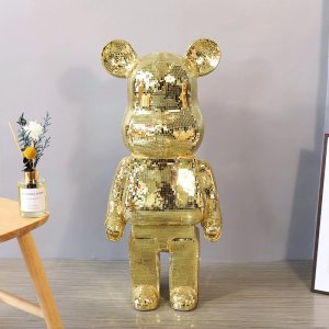 베어브릭 1000% 스팽글 대형 저금통 피규어 카페 인테리어 소품 골드 50cm
