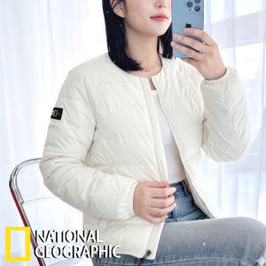 내셔널지오그래픽 경량 패딩 헤론 점퍼 우먼 크롭 다운 남녀공용 숏패딩