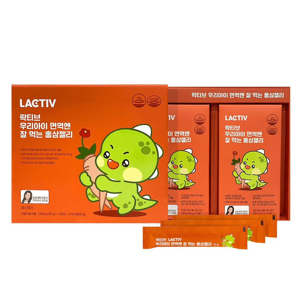 락티브 <b>우리아이 면역엔 잘 먹는 홍삼젤리</b> 300g × 2개