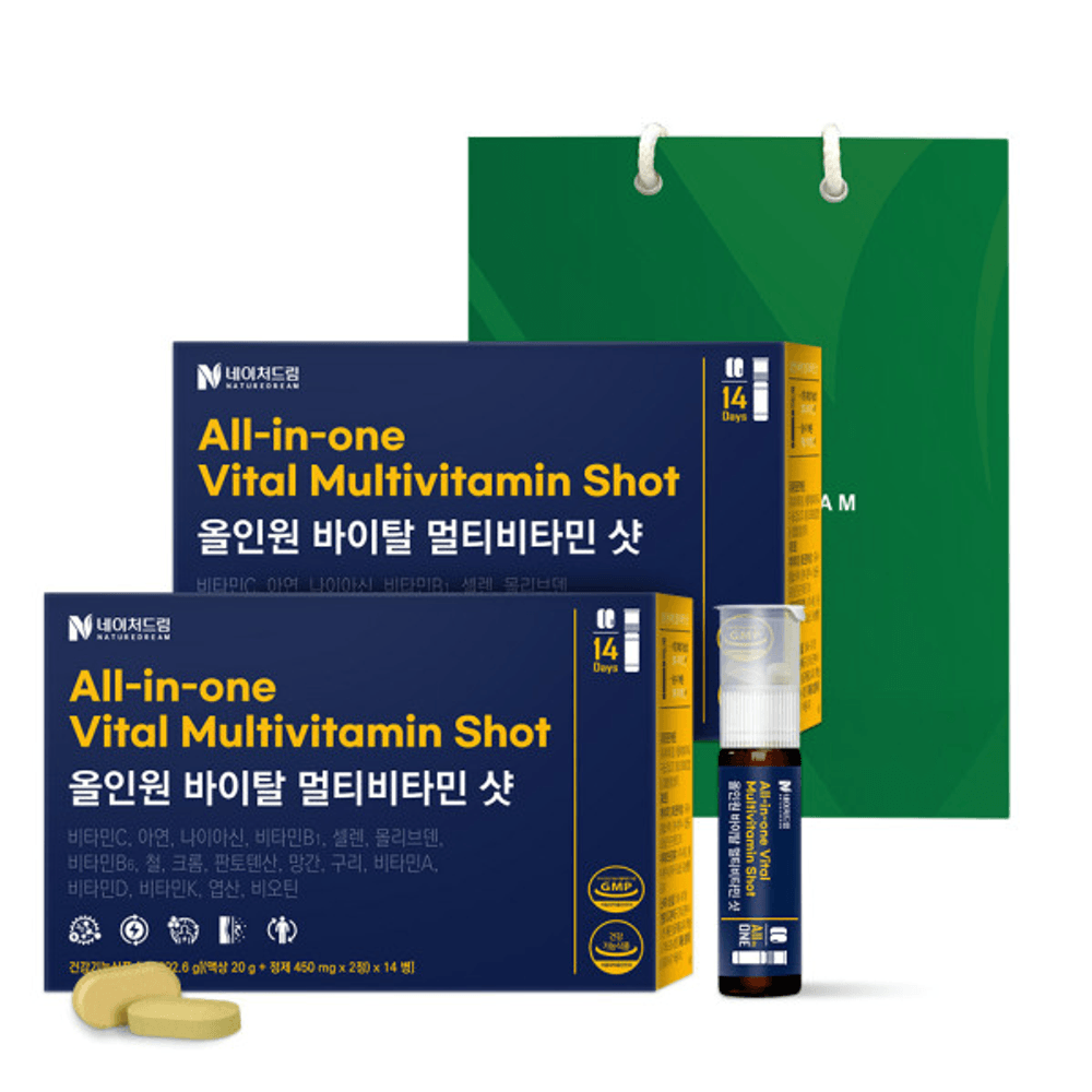 올인원 바이탈 멀티비타민 샷 이뮨 14병 2박스(4주분/총28병)+쇼핑백
