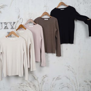 아크 잔골지 라운드넥 여성 이너 기본 긴팔티