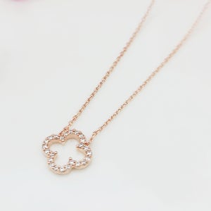 14k 네잎클로버목걸이 큐빅 크로바 클로버 행운 여자명품 데일리 목걸이