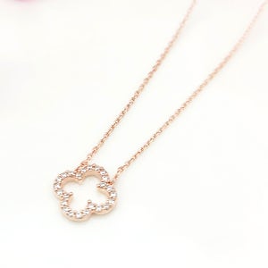 14k 네잎클로버목걸이 큐빅 크로바 클로버 행운 여자명품 데일리 여자금 화이트골드 목걸이