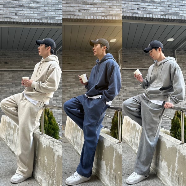 남자 트레이닝복 세트 피그먼트 트레이닝 츄리닝 오버핏 후드티 후드집업 맨투맨 스웻 셋업