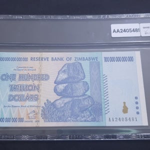 짐바브웨 2008년 100조달러지폐 1장 (완전 미사용) (지폐 일련번호는 랜덤입니다 ) 상품번호:1000