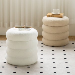 포포린 부클레 패브릭 원형 화장대 수납스툴