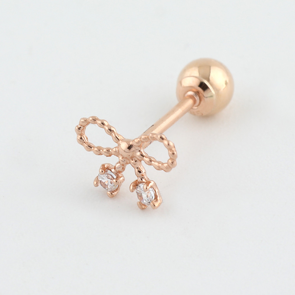 14K 18K 리본 큐빅 매듭 피어싱