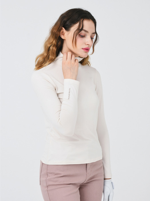 24FW 기능성 웜 스판 모크 넥 크림 베이지 티셔츠