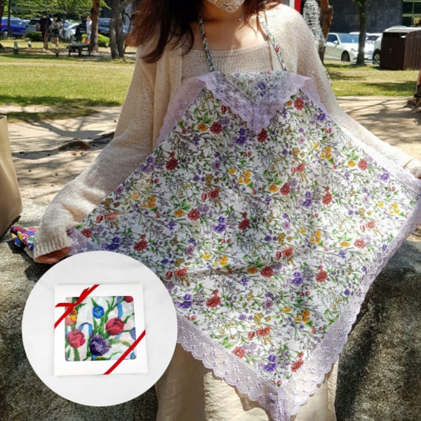 [행사중] 5센치 더 큰 레이스 손수건 앞치마 에티켓 매너수건 답례품 선물문구 스티커 인쇄