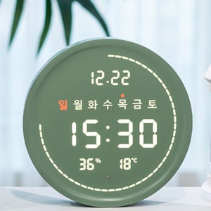 플라이토 와이파이 필링 원형 LED 탁상시계 디지털 전자 무소음 led시계 개업선물