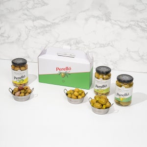 페렐로 올리브 선물 세트 (350g 3병 / 박스포장) 그린 고달 만자닐라 칵테일 올리브 절임 선물