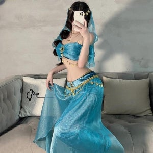 섹시 알라딘 공주 코스튬 인도 댄스 무대의상 할로윈 코스프레 세트