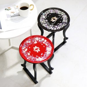 나전칠기 나비정원 원형 긴 개다리소반 전통 찻상 다과상 손님상