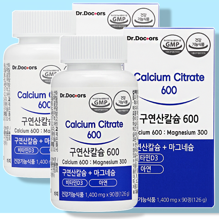 <b>닥터닥터스</b> 구연산칼슘 마그네슘 비타민D 아연 <b>골다공증</b>발생 위험감소 도움 180정 2개월