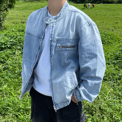 빈티지 워싱 데님 바이커 자켓 3C
