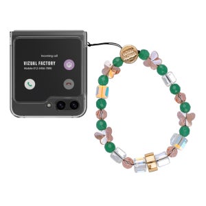 그린빛행운의피치나비숏 비즈스트랩 끈고리 후크 선택가능 자체제작 폰키링