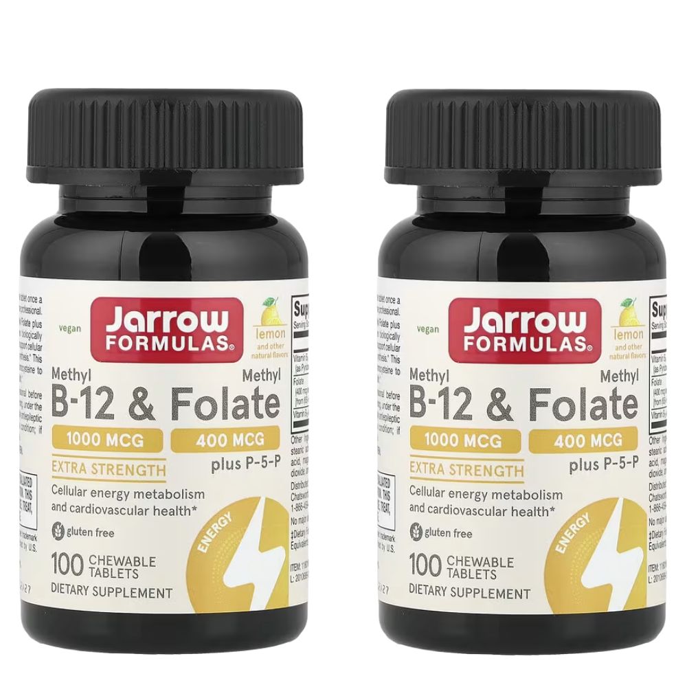 자로우포뮬러 <b>메틸 B12</b> <b>폴레이트</b> 엽산 <b>레몬</b>맛 100츄어블 정 쿼트로폴릭 2개