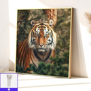 태극 호랑이 80x80cm 무광골드 알루미늄액자 호랑이그림