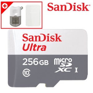 샌디스크 마이크로 SD카드 256GB ULTRA 핸드폰 닌텐도 블랙박스 메모리 QUNR +리더기